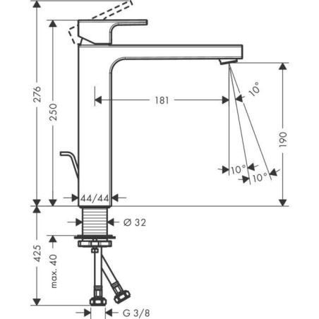 Izlietnes maisītājs ar apakšvārstu HANSGROHE Vernis Shape 190, hroms, 71562000