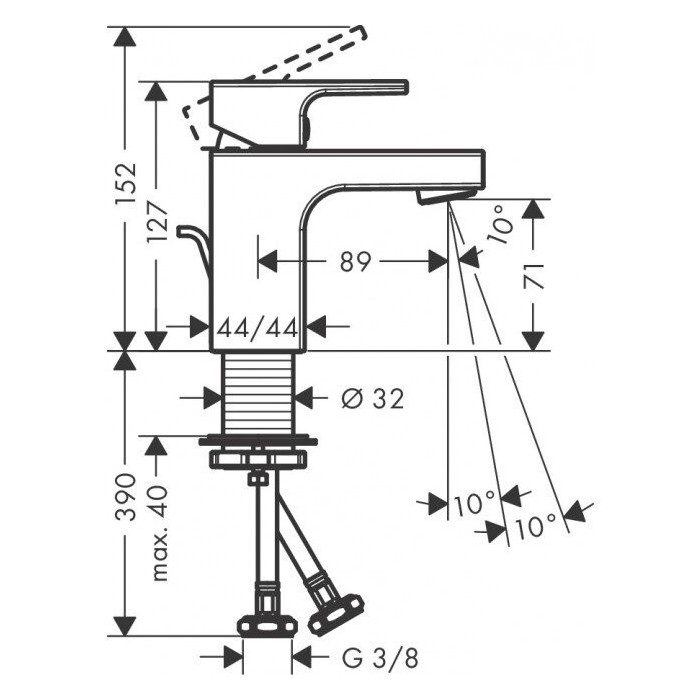 Washbasin mixer with pop-up waste HANSGROHE Vernis Shape 70, 71560000