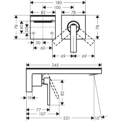Встраиваемый смеситель для раковины HANSGROHE Axor MyEdition 221 мм, 47060670