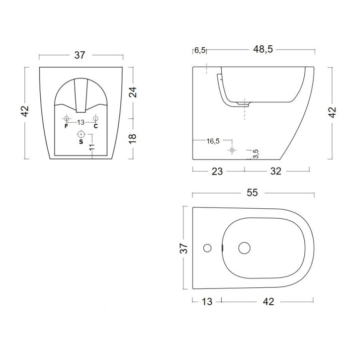 Подвесной биде NIC Design Pin, 001706