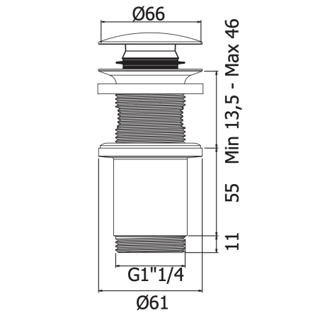MARINER bottom valve without overflow, WLS4001-GM