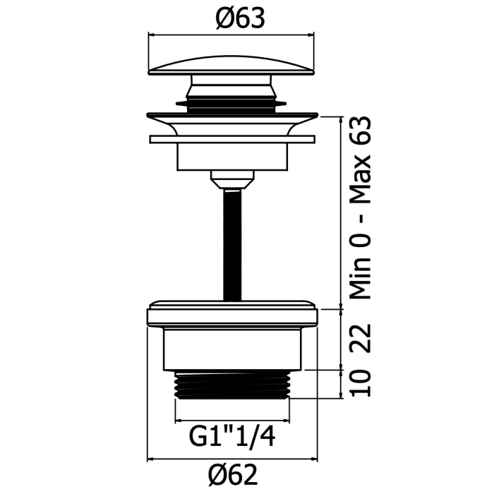 MARINER bottom valve without overflow, WLS4201-GM