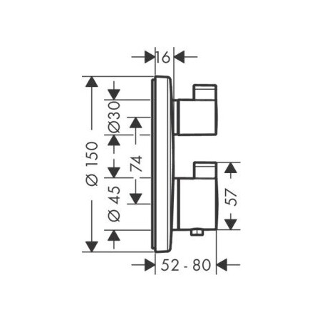 Termostati HANSGROHE Ecostat Square 2 funkcijas, 15714670
