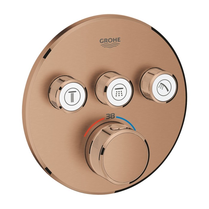 Встраиваемый термостатический смеситель для душа GROHE Grohtherm SmartControl 3 выхода, матовый теплый закат, 29121DL0
