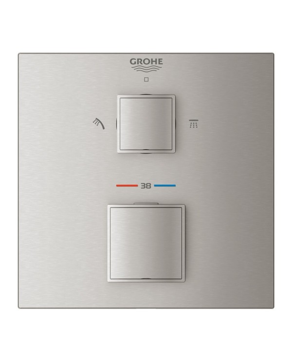 Potinkinis termostatiskais dušš maisītājs GROHE Grohtherm Cube 2 izejas, supersteel, 24154DC0