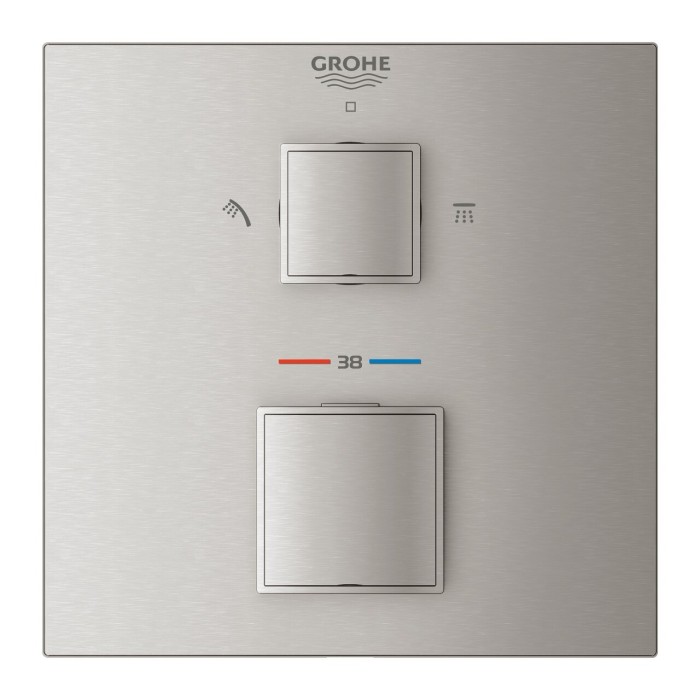 Встраиваемый термостатический смеситель для душа GROHE Grohtherm Cube 2 выхода, суперсталь, 24154DC0