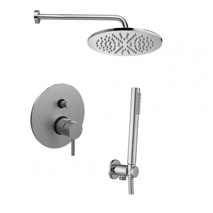 Wall-mounted shower system PAFFONI Light (brushed nickel), LIG015ST+ZSOF034ST+ZSOF074ST+ZDUP094ST