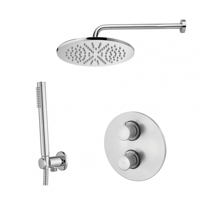 Pottable thermostatic shower system PAFFONI Light (brushed nickel), LIQ018ST+ZSOF034ST+ZSOF074ST+ZDUP094ST