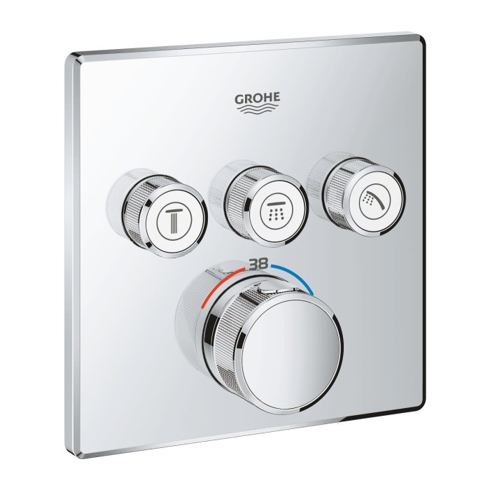 Potinkinis termostatiskais vannas-dušš maisītājs GROHE Grohtherm SmartControl 3 izejas, hroms, 29126000