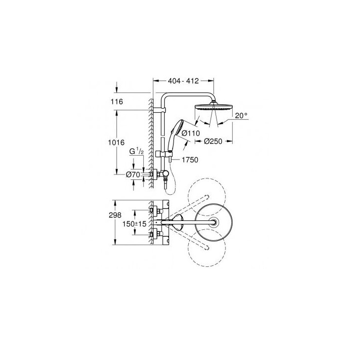 GROHE Tempesta System 250 overhead shower sets, 26670001