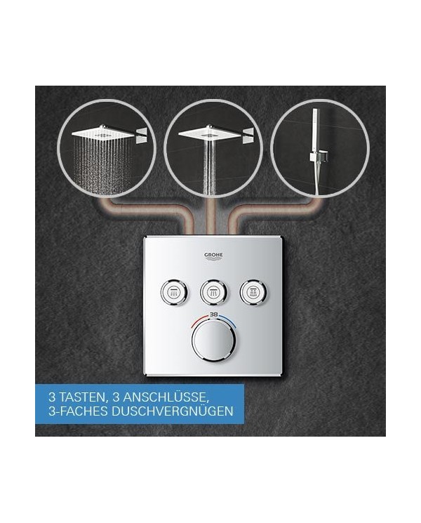 Potinkinis termostatiskais dušas maisītājs GROHE Grohtherm SmartControl 3 izejas, pulēta silta saulrieta krāsa, 29121DL0