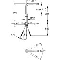Kitchennis (izlietnes) maisītājs ar izvelkamu snapu GROHE Essence SmartControl, 31615DL0