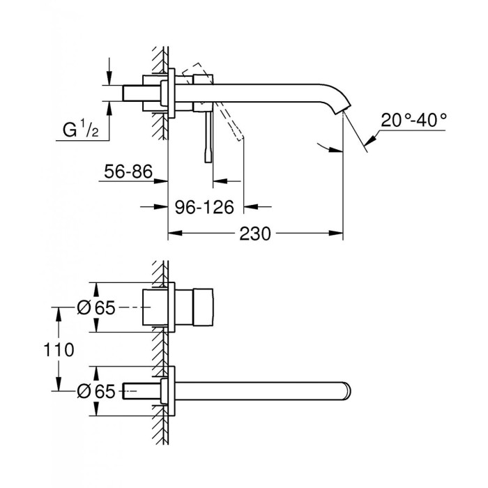 Potinkinis maisītājs izlietnei GROHE Essence 230 mm, cieta grafīta krāsā, 29193A01