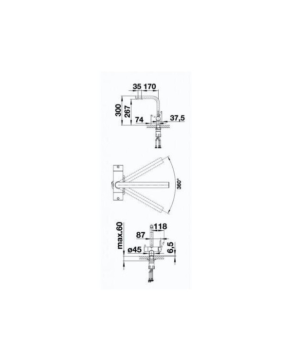 Kitchen (sink) mixer BLANCO Fontas II, black-matt / chrome, 526158