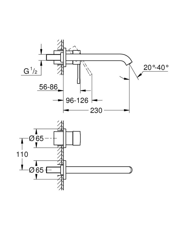 Встраиваемый смеситель для раковины GROHE Essence 230 мм, 29193DC1