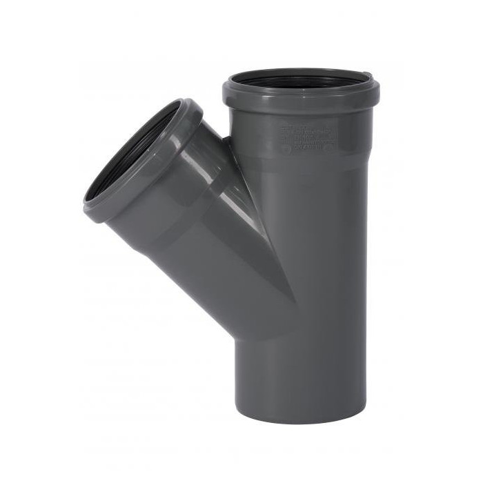 WAVIN Optima 110 x 110/45° internal sewage tee, gray