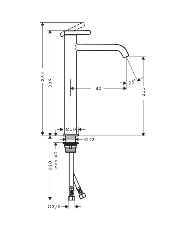 Izlietnes jaucējkrāns HANSGROHE Axor One 260, 48002340
