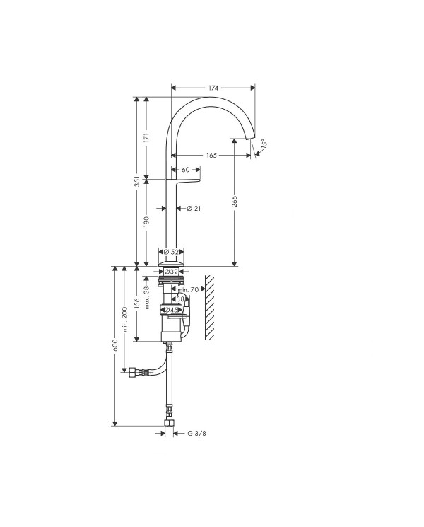 Смеситель для раковины HANSGROHE Axor One 260, 48030340