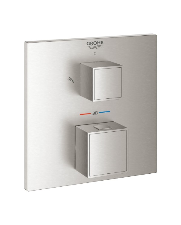 Встраиваемый термостатический смеситель для душа GROHE Grohtherm Cube 2 выхода, суперсталь, 24154DC0