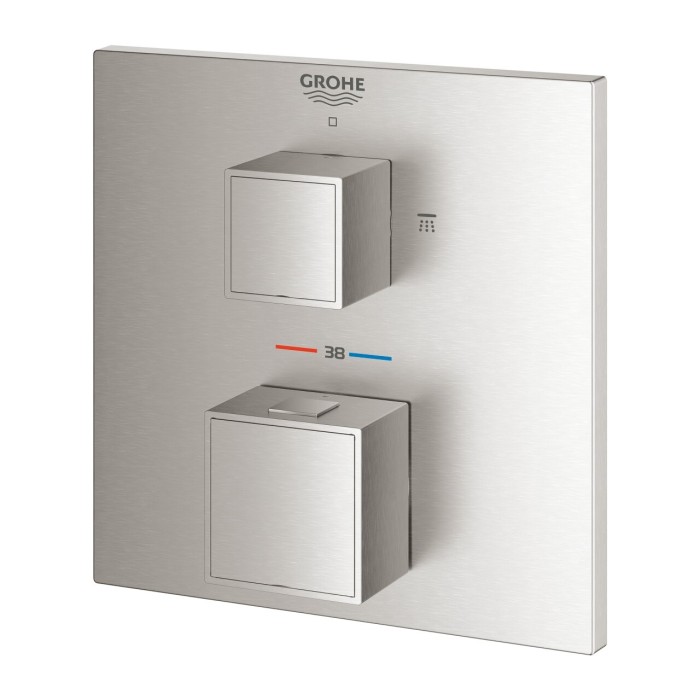 Potinkinis termostatiskais dušš maisītājs GROHE Grohtherm Cube 2 izejas, supersteel, 24154DC0