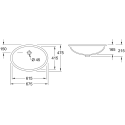 Pārgalda uzstādāms izlietnes modelis VILLEROY & BOSH Evana 615 x 415 mm, 61440001