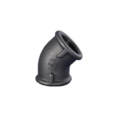 Elkoņa leņķis GRODITZER FITTINGS (A.L.) 1"" v/v - 45°, melns