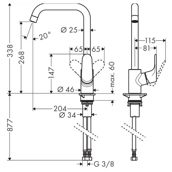 Кухонный (раковинный) смеситель HANSGROHE Talis M41, 31820670