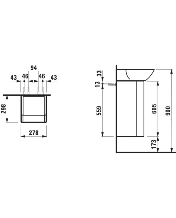 Laufen Ino wall-mounted cabinet 298 x 278, H4253010301701