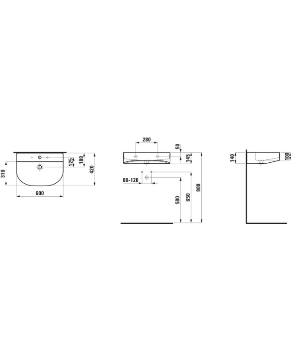 Laufen Sonaras sink-bowl 600x420 mm, H8103427571041