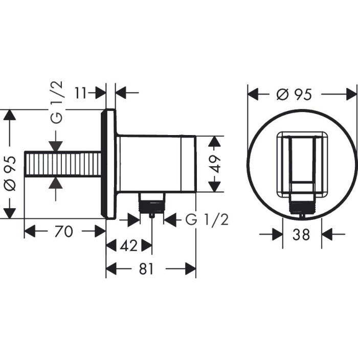 Водяной смеситель для душа HANSGROHE FixFit S Round, 26888670