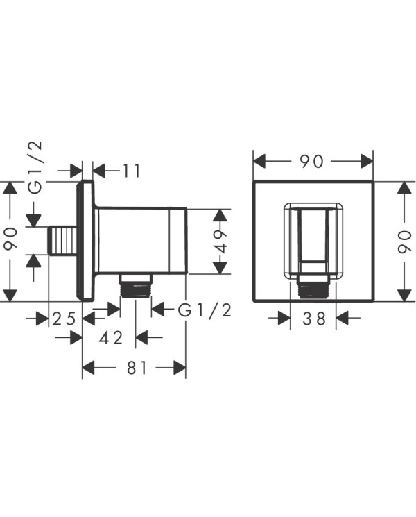Водные выводы для встраиваемого душа HANSGROHE FixFit E Square, 26889140