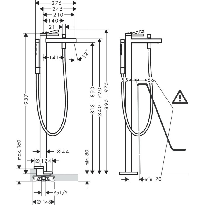 Grindinis vannas maisītājs HANSGROHE Finoris, 76445670