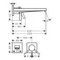 Iebūvējamais maisītājs izlietnei HANSGROHE Tecturis E 230 mm EcoSmart+, 73051000
