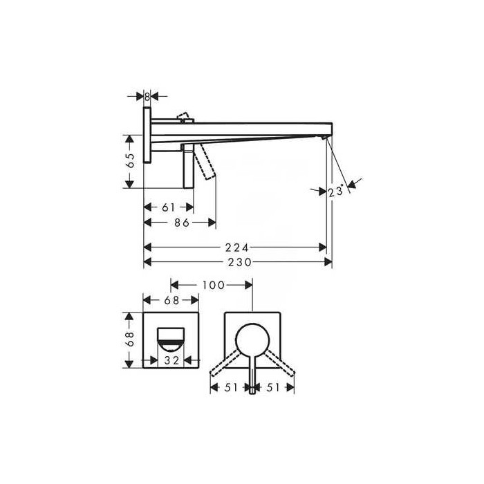 Built-in sink mixer HANSGROHE Tecturis E 230 mm EcoSmart+, 73051000
