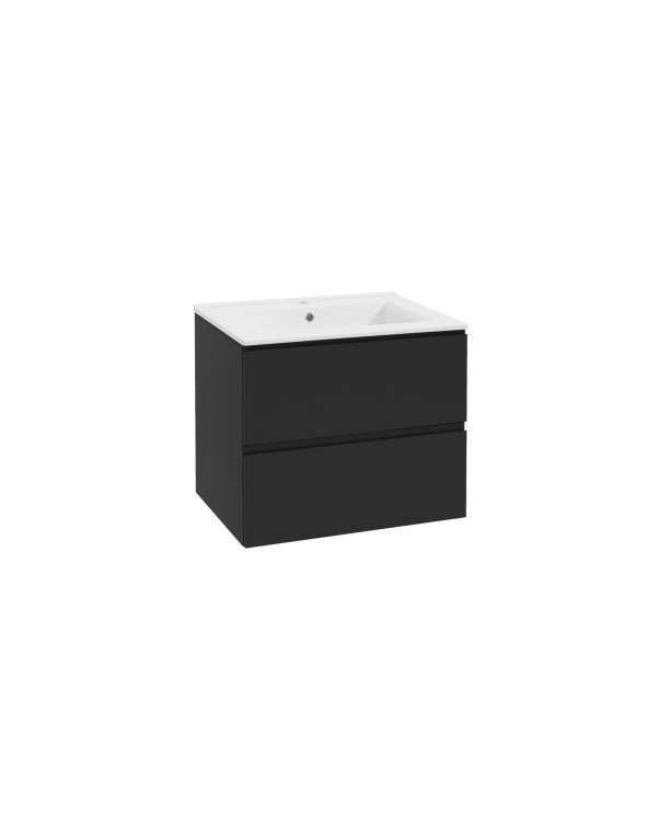 Hanging cabinet with sink EU 600 x 460 fingerprint protection, black-matt