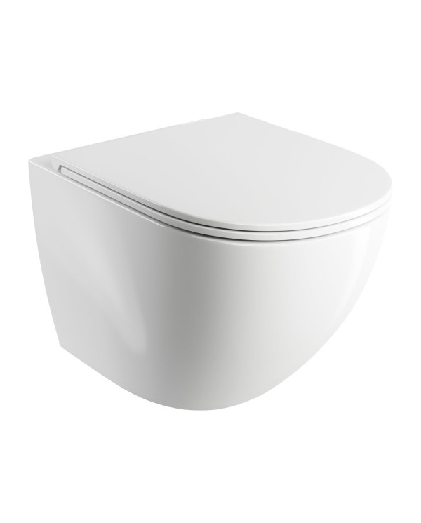 Hanging toilet OMNIRES Ottawa Compact Rimless with soft-closing seat, OTTAWAMWBP