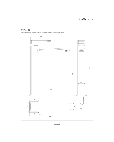 Смеситель для раковины OMNIRES Parma 224, PM7412IN