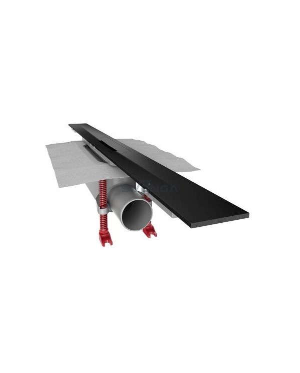 ACO ShowerDrain S shower channel set with black matte Plate grating and trap (4 in 1)