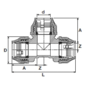 Plastic threaded tee for PE pipe PIMTAS 63 x 63 x 63, EX70001305