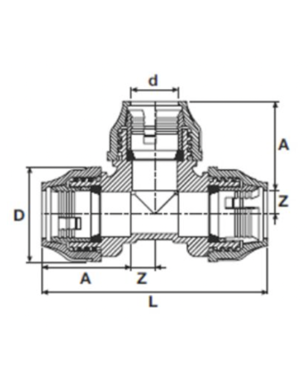 Пластиковый зажимной тройник для ПЭ трубы PIMTAS 75 x 75 x 75, EX70001306