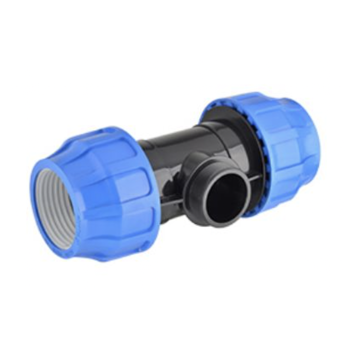 Plastic threaded tee for PE pipe PIMTAS 90 x 4" outer x 90, EX70001926