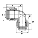 Пластиковая зажимная редуцированная elbow для PE трубы PIMTAS 25 x 20, EX70001800