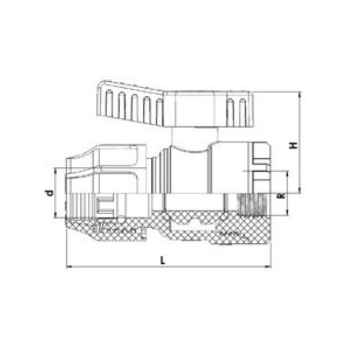 Plastmasas aizveramais vārsts PE caurulei PIMTAS 50 x 1 1/4" vidū, EX234400502