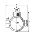 Plastic clamp for PE pipe PIMTAS 63 x 1 1/2" middle, EX57700063502