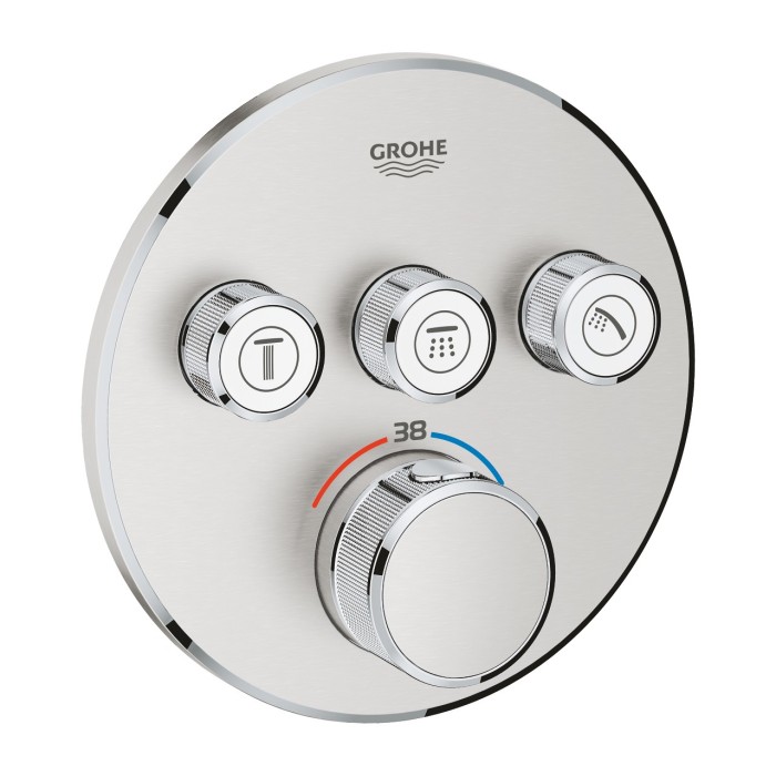 Potinkinis termostatiskais dušas maisītājs GROHE Grohtherm SmartControl 3 izejas, supersteel, 29121DC0