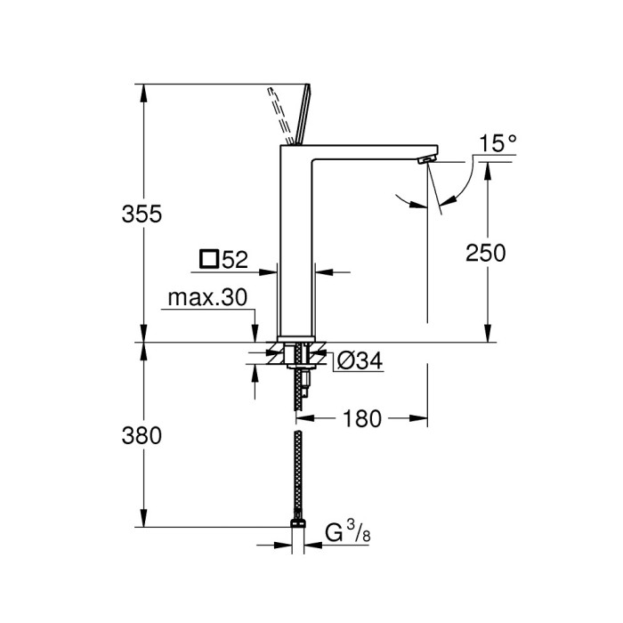 Смеситель для раковины GROHE Eurocube Joy 250 мм, 23661000