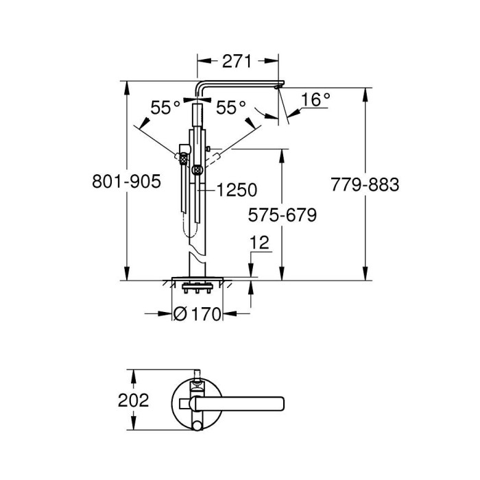 Grindinis vannas maisītājs GROHE Lineare, 23792DC1
