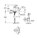 GROHE EuroSmart basin mixer with hand shower, 23124003