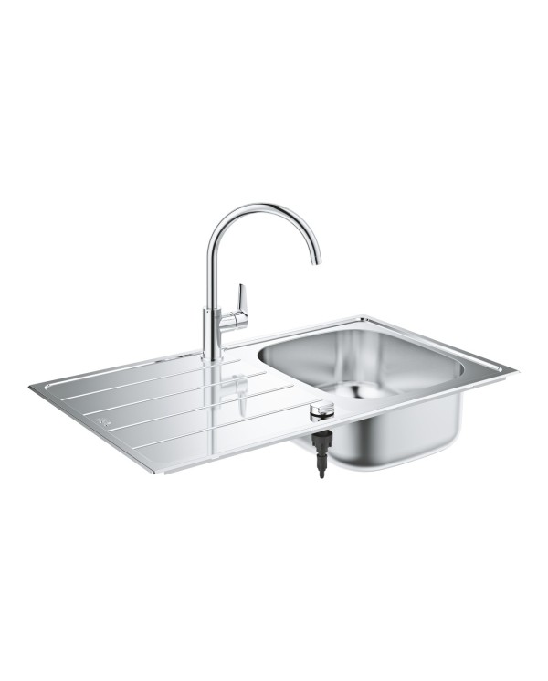 Stainless steel sink with Bau kitchen faucet GROHE K200, 31562SD1
