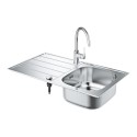 Nerūsējošā tērauda izlietne ar Bau virtuves jaucējkrānu GROHE K200, 31562SD1